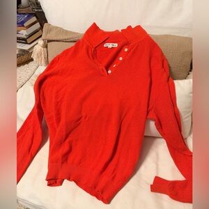 Alex Mill Bright Red V-Neck Button Pullover Sweater